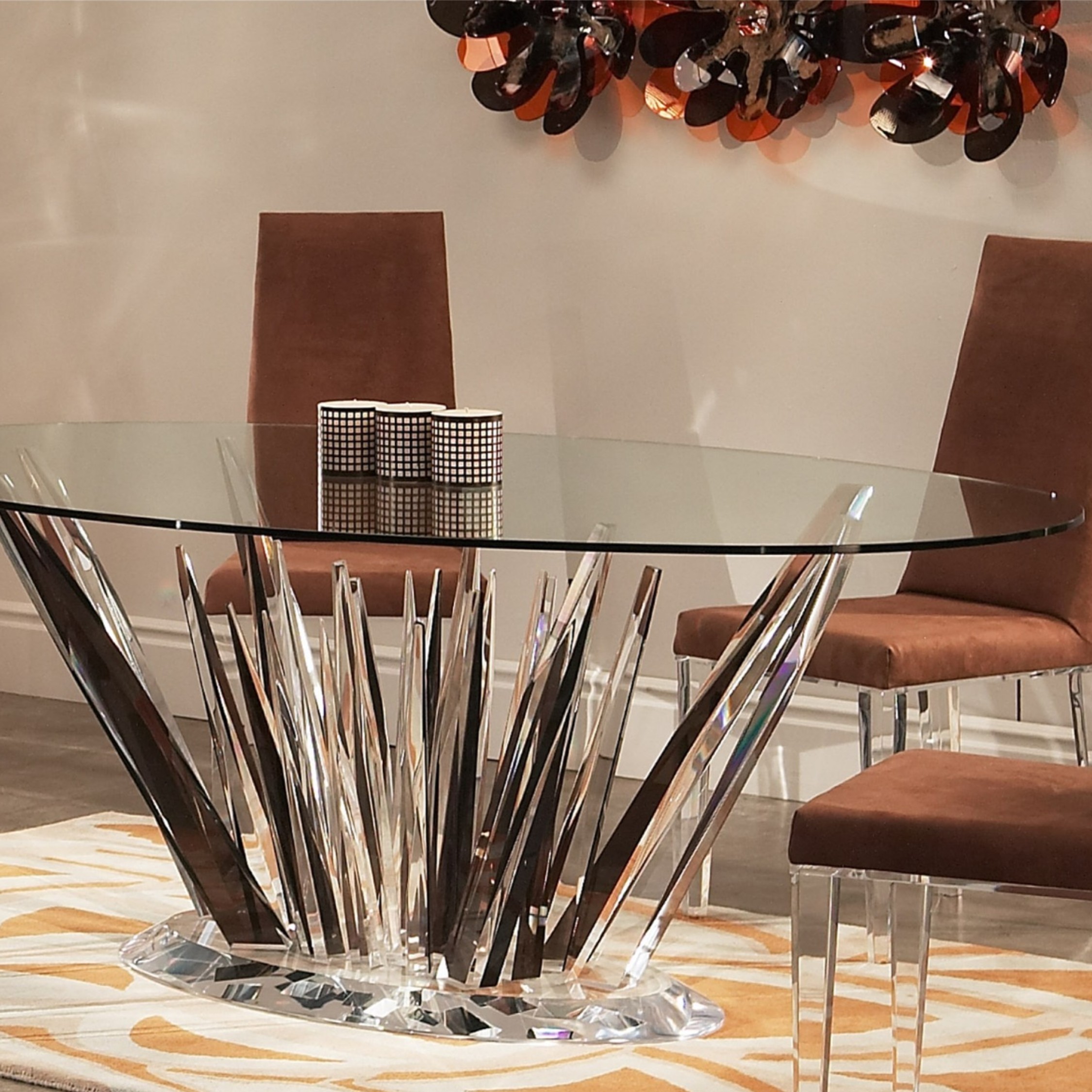 Elegant Acrylic Tables Designer, Crystal Dining Table